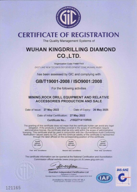 GB/T19001-2008 - Wuhan Kingdrilling Diamond Co.,Ltd