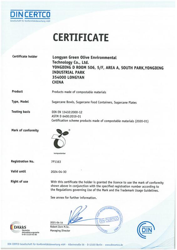 EN13432 - Green Olive Environmental Technology Co., Ltd.