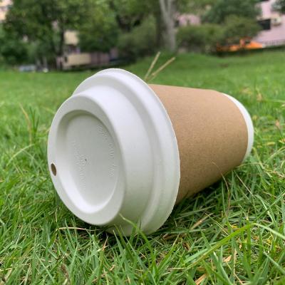 China Compostable Molded Sugarcane Disposable Cup Cover For Beverage Packaging for sale