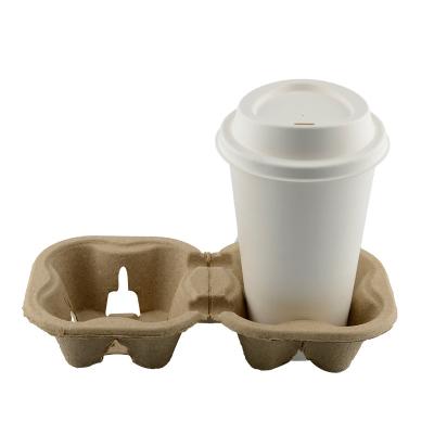 China Wholesale Disposable 2 Cup Paper Cup Carrier , Paper Coffee Cup Holder Tray for sale