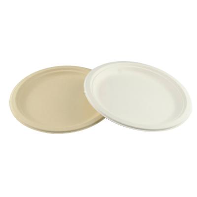 China Disposable Sugarcane Bagasse Compostable Pulp Tableware Party Paper Plate for sale