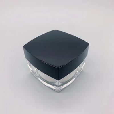 China 10g 15g Square Face Cream Skin Cream Polypropylene Plastic Jars With Black Lid for sale