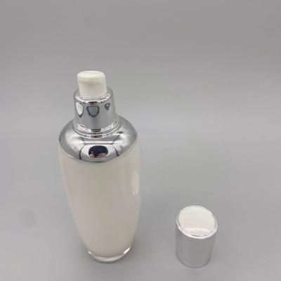 China Skin Toner Cosmetic Lotion Pump Oval Cylinder Plastic PS Acrylic Bottle for sale