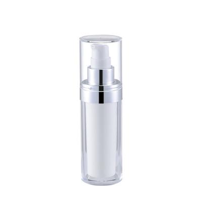 China Transparent plastic cosmetics bottling factory self-made electroplating head vacuum bottle 30ml 50ml for sale