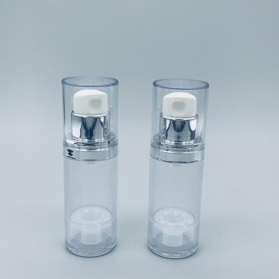 China Silver transparent cosmetic packaging lotion essence PP airless lotion pump bottle for sale