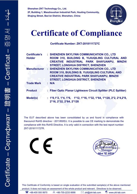 PLC Splitter ROHS - Shenzhen Skylynn Communication Co., Ltd.