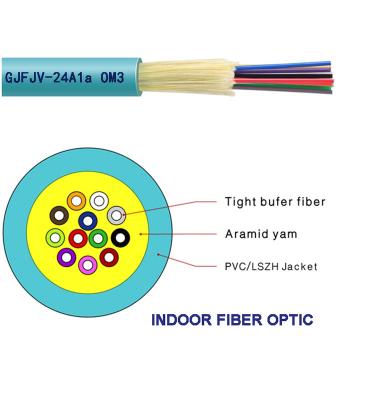 China GJFJV 24 Core Indoor Optical Fiber Cable Bundle Optic Distribution Cable 10mm for sale