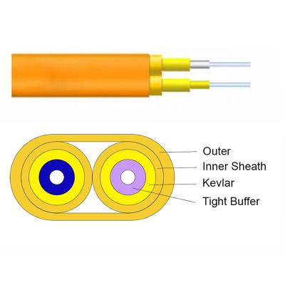 China Flat Twin Indoor Optical Fiber Cable LSZH Multimode Duplex Fiber Optic Cable RoHS for sale