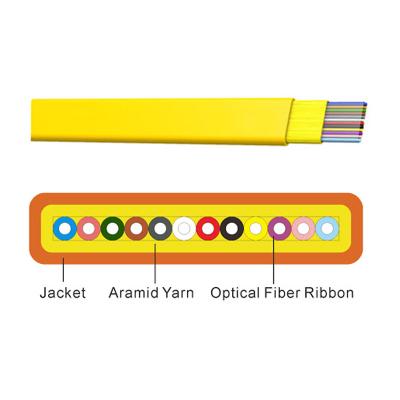 China Indoor Optical Fiber Ribbon Cable 125μM GJFDBV 6 Core Fiber Optic Cable for sale
