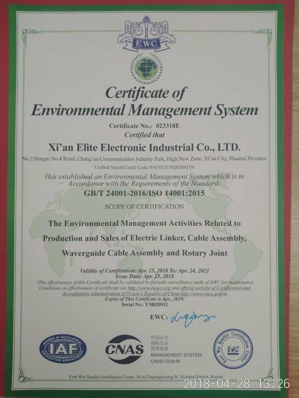 ISO 14001:2015 - Xi'an Elite Electronic Industry Co., Ltd.