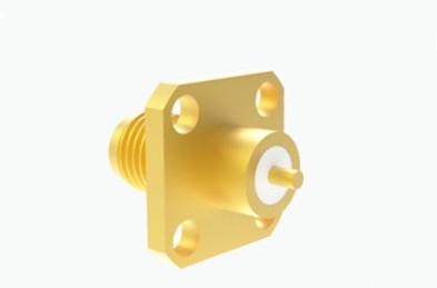 China Conector de RF femenino SMA de latón dorado con montaje de microstrip y brisa en venta
