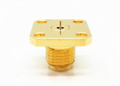 China Gold Plated 2.4mm Female Straight 4 Holes Flange Mount Millimeter Wave Connector for sale