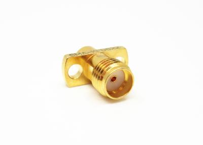 China Microstrip Series Female 2 Holes Brass Gold Plated Flange Mount SMA Connector for sale