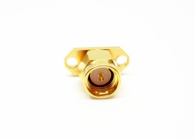 China Straight 2 holes Flange Mount Gold Plated SMA Connector Male for sale