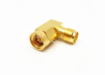 China 50Ω Right Angle Gold Plated SMA RF Female to Male RF Adapter Converter for sale
