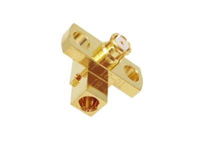 China 50Ohm Right Angle SMP Female Connector 2 Holes Flange Mount Cable Connector for sale