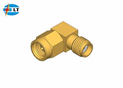 China 50Ohm Brass Right Angle RF SMA Male to SMA Female Adapter for sale