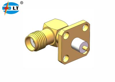 China 50Ohm Gold Plated SMA Connector 4 Holes Flange SMA Receptacle Connector for sale