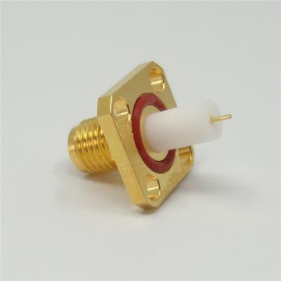 China SMA Female 4-hole Flange Mount Microstrip Transmission Line Terminations Connector for sale