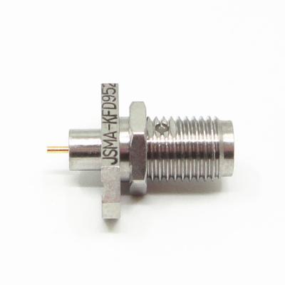 China Passivated SUS SMA RF Connector Straight 2 Holes Flange Mount Female Connector for sale