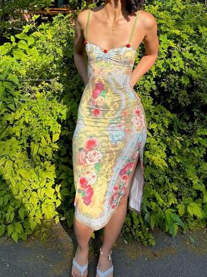 China Stijlvolle knie lengte strakke jurk Outfit XL maat V nek strakke jurk nieuwste mode Te koop