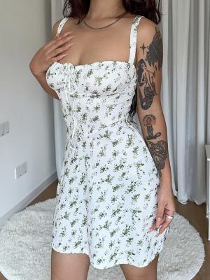 China Pequeno Floral Sexy Slip Dress Halter Slim Fit saia linha de pescoço saia à venda