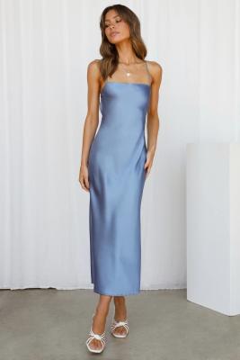 Κίνα Γαλλικό στυλ Slim βραδινό φόρεμα Cross Strap Halter Slim Μέσα μήκος βραδινό φόρεμα προς πώληση