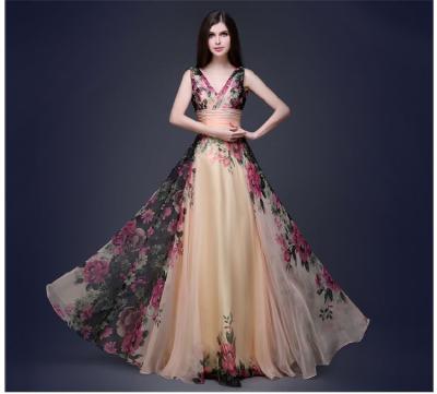 中国 ステキな スリムフィット 夕服 優雅な花のドレス 肩付き 販売のため