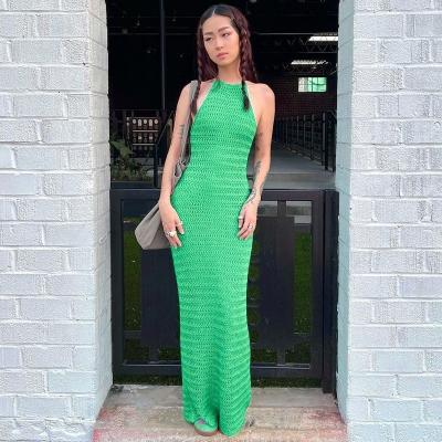 Китай Твердое цветное стройное вязанное платье Стильное стройное сексуальное дышащее беззащитное платье с шнурками продается