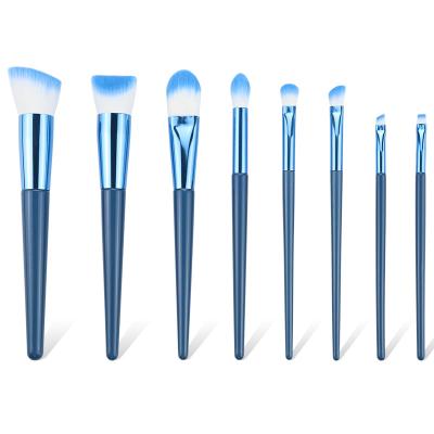 China los cepillos azules del maquillaje 8pcs pulverizan el cepillo del sombreador de ojos con las cerdas mullidas suaves en venta