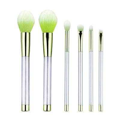 China Essential 6 Piece Makeup Brush Set Green Bristles Plastic Handle for sale
