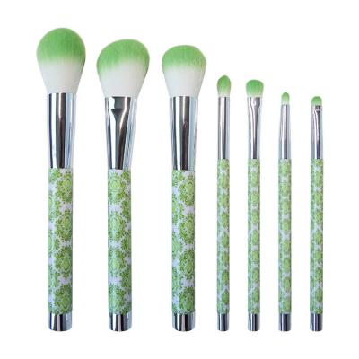 China 7 Pieces Oval Makeup Brush Set Beauty Green Forest Endless Fun for sale