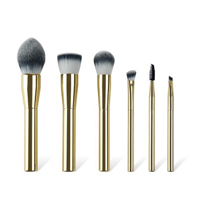 China Luxurious cosmetic Makeup Brush Set 6pcs aluminum handle and ferrule makeup brush kit for sale