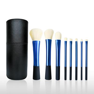 China Pro Level Quality Full Face Makeup Brush Set With Durable Blue Plastic Handle for sale