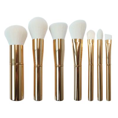 China High Gloss Oval Makeup Brush Set Gold Cosmetic Super Soft White Synthetic Hair for sale