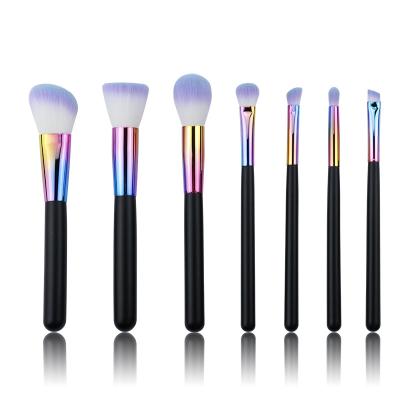China Elegant 7PCS Cosmetic Makeup Brush Set Durable Ferrule Colorful Face Custom Logo for sale