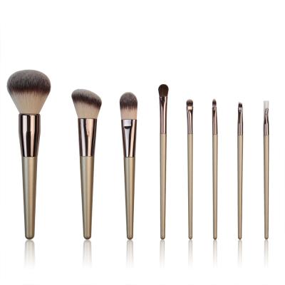 China Personalized Cosmetic Makeup Brush Set Face 8PCS Champagne Gold Soft Dense With Case for sale