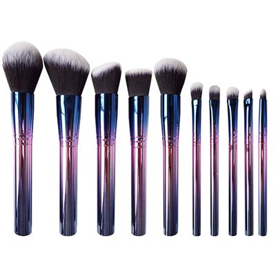 China Perfect Kabuki Makeup Brush Set Soft And Silky Hair Gradient Metal Handle for sale