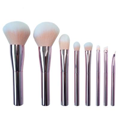 China 8Pcs High Gloss Oval Make Up Brush Set Pink Metal Handle Beauty Makeup Tools for sale