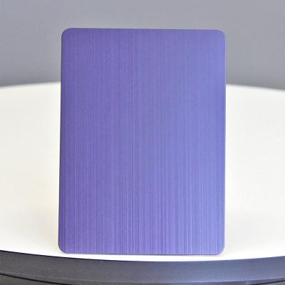 China BIS Brushed Stainless Steel Sheet PVD Color Coating Purple 304 Stainless Steel Hairline Plate for sale