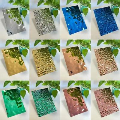 China KTV Ceiling Water Ripple Stainless Steel Sheet Mirror Surface Silver Rose Gold Blue for sale