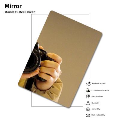 China Customized Size Decorative Stainless Steel Sheet 201 304 316l Cold Rolled 8k Mirror Pvd Color Finish for sale