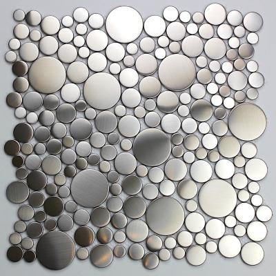 China Stainless Steel Silver Mosaic Tiles Bathroom 8mm Metallic Penny Tile Grand Metal for sale