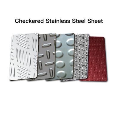 China ASME 201 304 4x8 Checkered Embossed Stainless Steel Sheet Water Ripple for sale