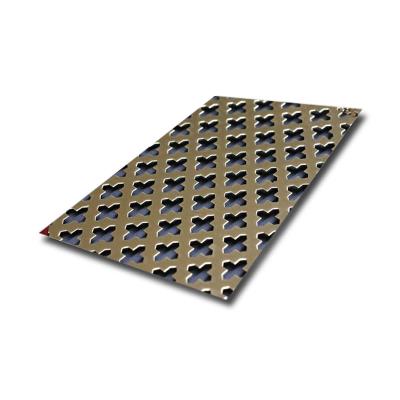 China 304 Stainless Steel Perforated Sheet With Elegant Gold Pattern 3048mm Length for sale