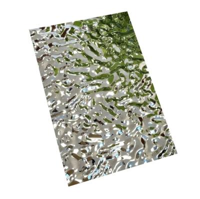 Chine 304 acier inoxydable pvd feuille métallique texturée argent feuille d'acier inoxydable à petite ondulation d'eau à vendre