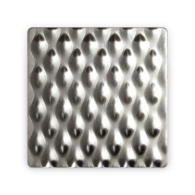 China 304 0.8mm thick raindrop textured pattern embossed metal sheet 6WL rigidized stainless steel sheets for sale