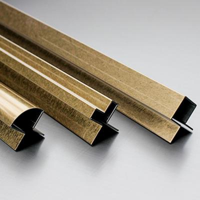 China 201 304 Stainless Steel Tile Edge Trim Decorative Mirror Gold Stainless Steel Floor Trim for sale