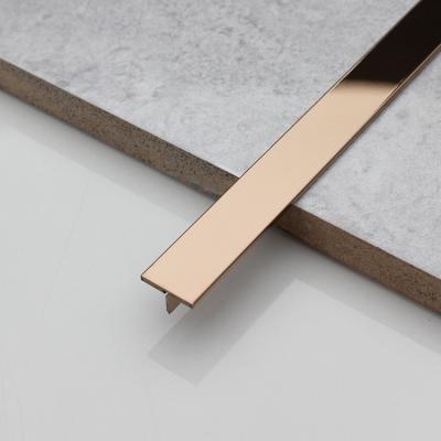 China SS304 T Shaped 1mm 12mm Stainless Steel Tile Trim Mirror Rose Gold Decorative for sale