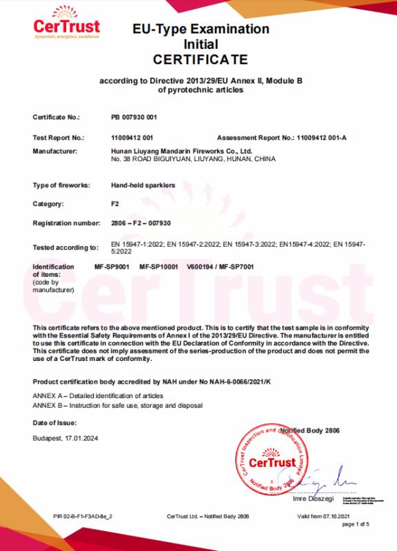 Module B - Liuyang Mandarin Fireworks Co., Ltd.